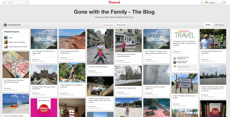 A page of photos on the homepage of a blog.