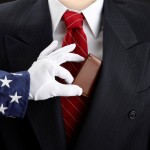 Here's an alt tag for the image: `Uncle Sam taking bribe from politician`