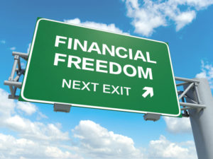 Here's an alt tag for the image: Financial freedom: next exit.