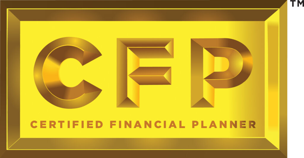 A gold colored logo for certified financial planning.