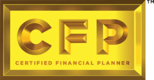 A gold colored logo for certified financial planning.